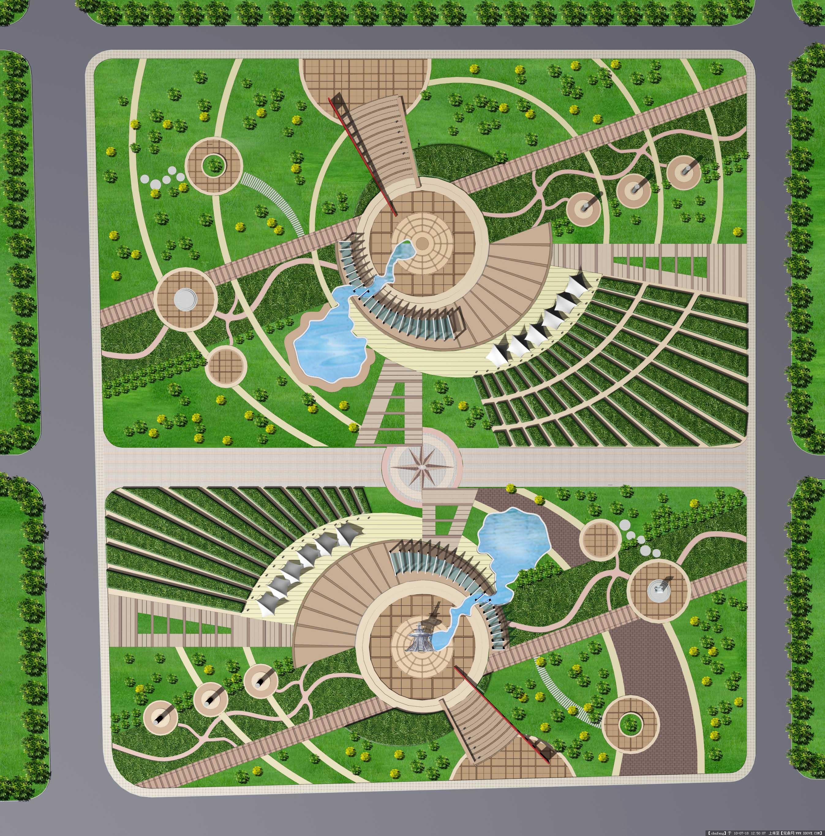 现代风格公园广场景观 模型SU模型下载[ID:104022772]_建E室内设计网