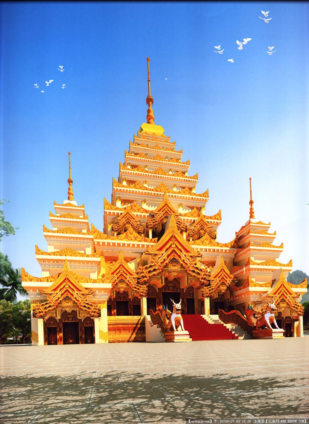 芒市勐焕大金塔，金碧辉煌气势非凡的傣王宫式建筑