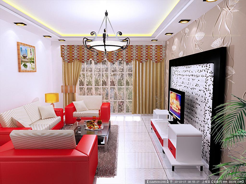 现代时尚的客厅卧室3Ds max模型加贴图 和效果图