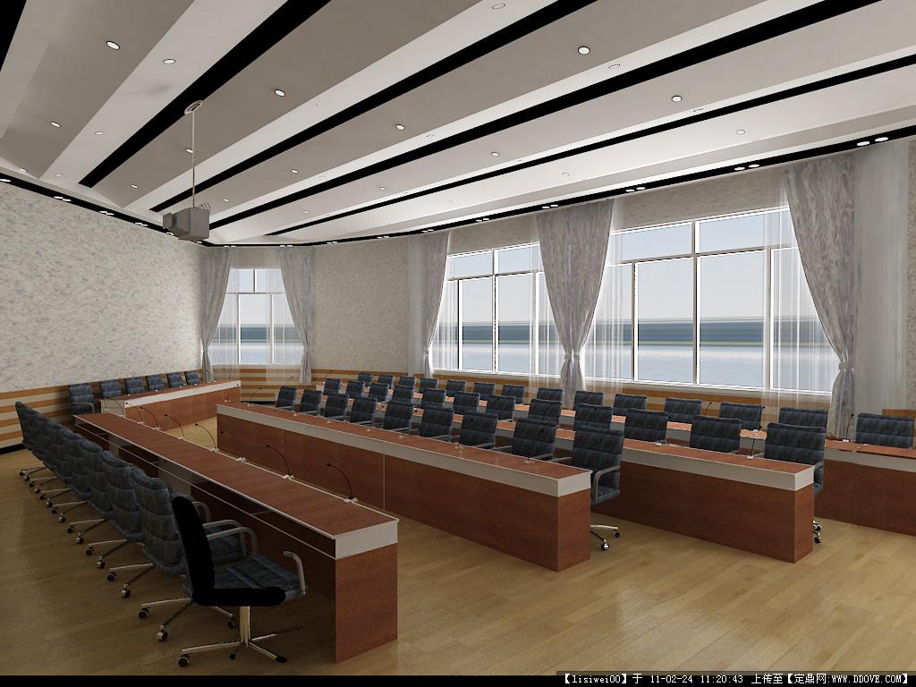 写字楼会议室吊顶装修效果图片_装信通网效果图
