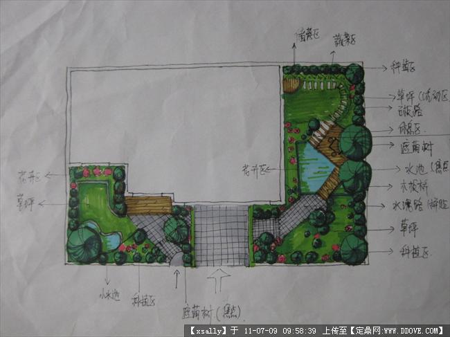 小庭院设计手绘平面图的下载地址,园林方案设计,花园庭院,园林景观