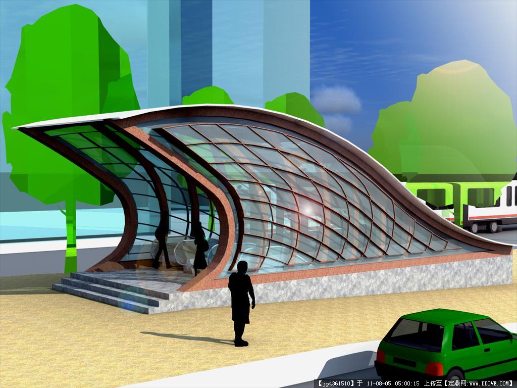 现代地铁出入口广场景观模型+免费3D模型下载+免费SU模型下载+炫云云模型网站