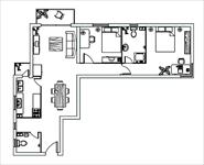 室内二居室设计CAD