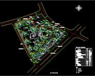 某大型城市中心区XX居住区规划CAD总平面定位图+竣工图片一张
