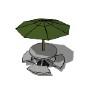 阳伞和石凳sketchup模型